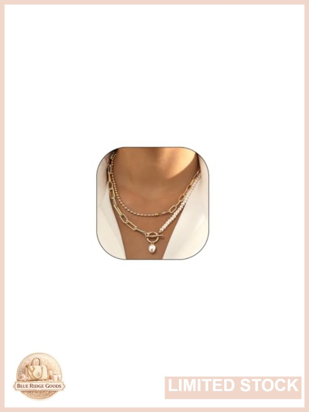 Layered Pearl Toggle Necklace Paperclip Chain Women's Statement Jewelry